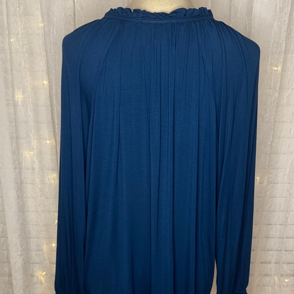 Cable & Gauge Deep Blue Blouse with Ruffle Trim - Picture 4 of 6